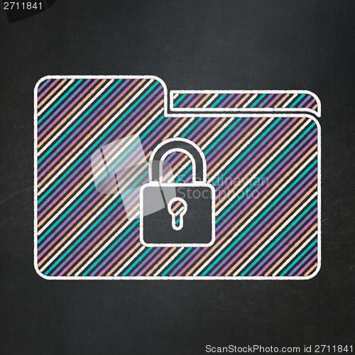 Image of Finance concept: Folder With Lock on chalkboard background