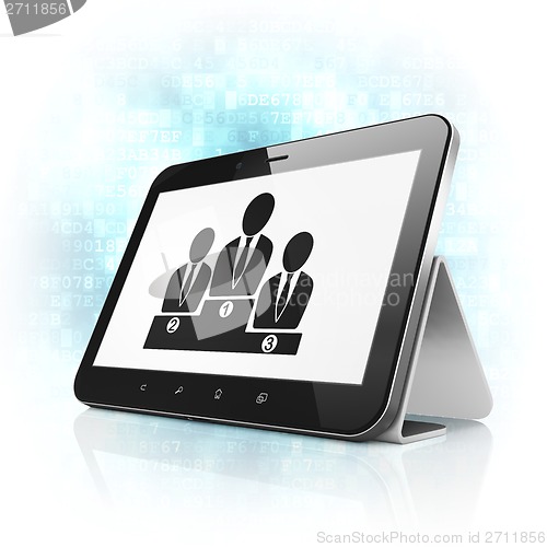 Image of Law concept: Business Team on tablet pc computer