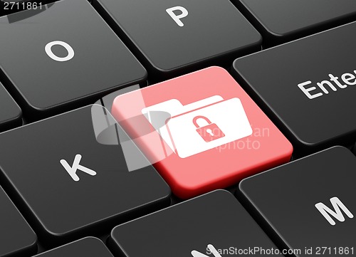 Image of Finance concept: Folder With Lock on computer keyboard background