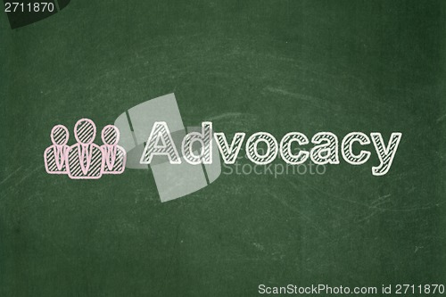 Image of Law concept: Business People and Advocacy on chalkboard background