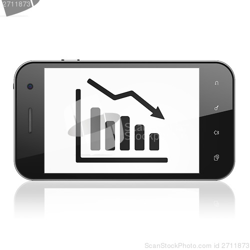 Image of Business concept: Decline Graph on smartphone