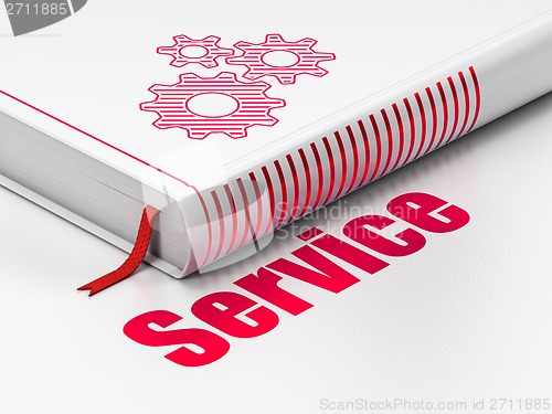 Image of Business concept: book Gears, Service on white background