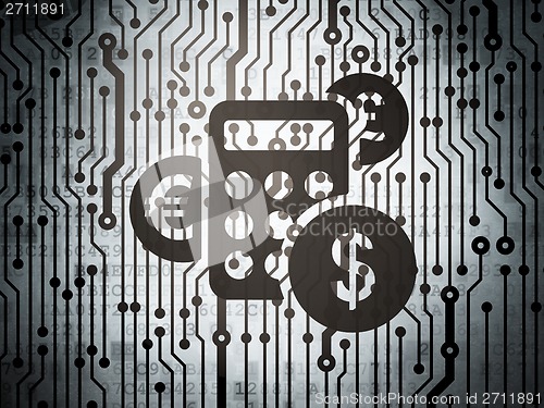 Image of Finance concept: circuit board with Calculator