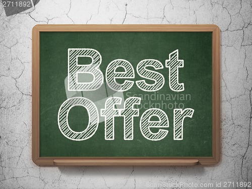 Image of Finance concept: Best Offer on chalkboard background