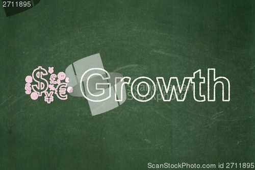 Image of Finance concept: Finance Symbol and Growth on chalkboard background