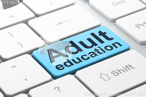 Image of Education concept: Adult Education on computer keyboard background