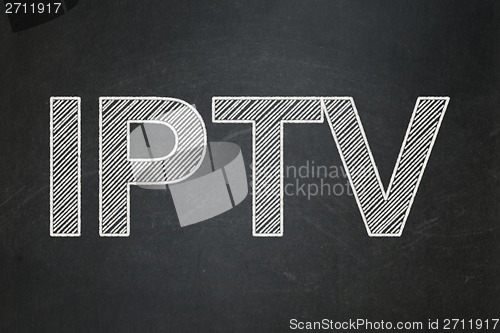 Image of Web design concept: IPTV on chalkboard background