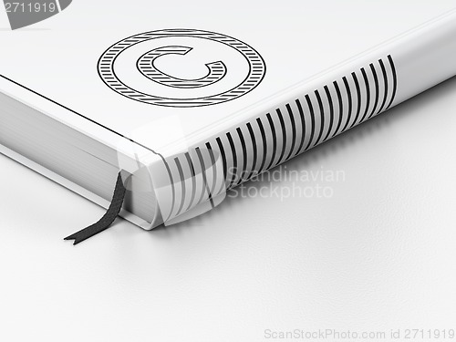 Image of Law concept: closed book, Copyright on white background