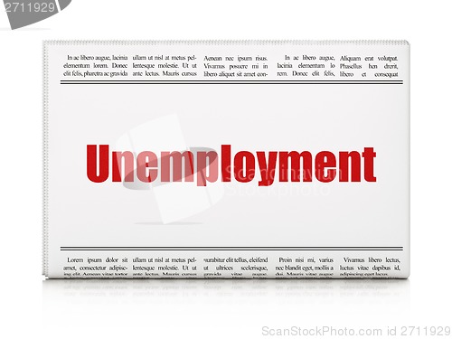 Image of Finance concept: newspaper headline Unemployment