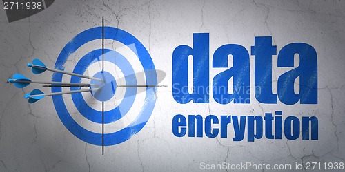 Image of Safety concept: target and Data Encryption on wall background