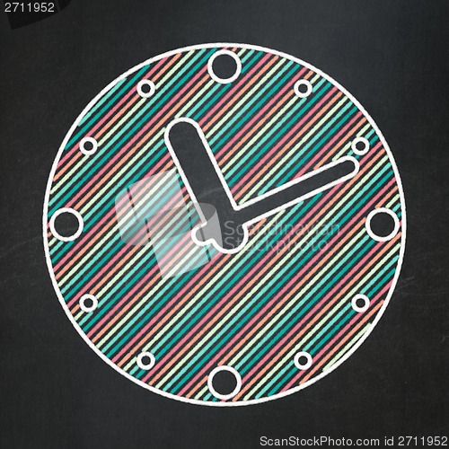 Image of Time concept: Clock on chalkboard background