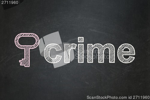 Image of Security concept: Key and Crime on chalkboard background
