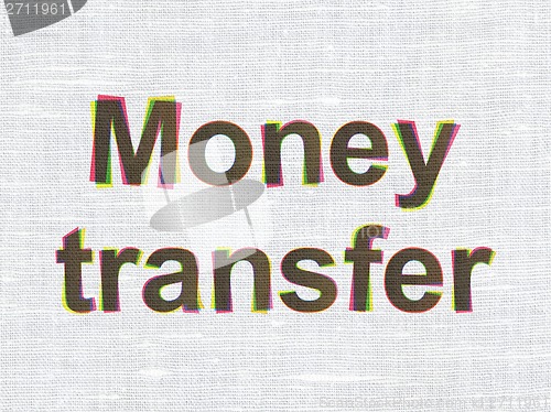 Image of Business concept: Money Transfer on fabric texture background