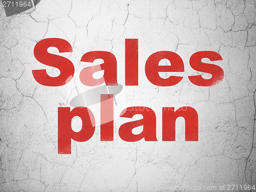Image of Advertising concept: Sales Plan on wall background