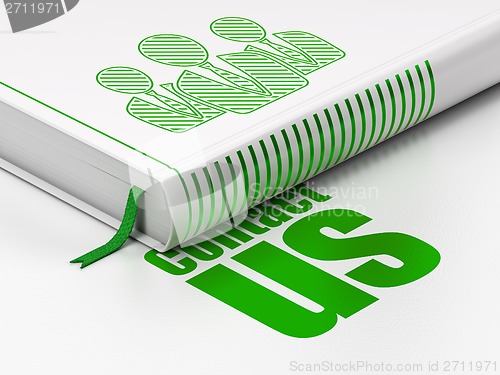 Image of Marketing concept: book Business People, Contact Us on white background