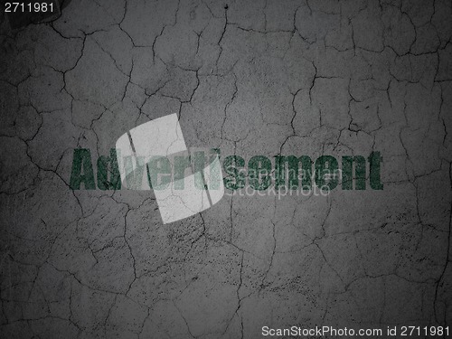 Image of Marketing concept: Advertisement on grunge wall background