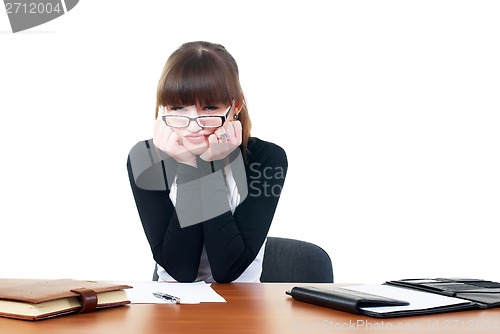 Image of Portrait of businesswoman with organizer