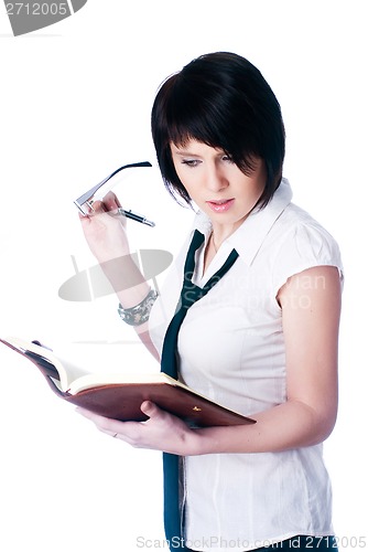 Image of portrait of business woman with organizer