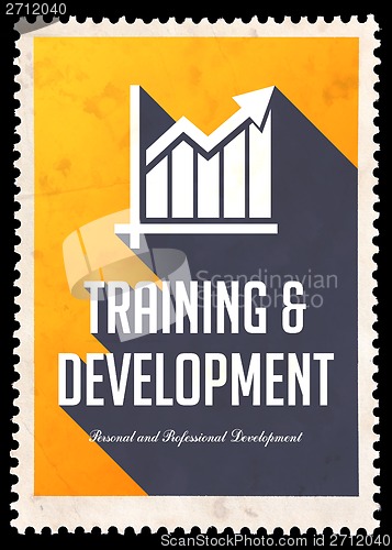 Image of Training and Development on Yellow in Flat Design.