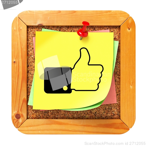Image of Thumb Up - Yellow Sticker on Message Board.