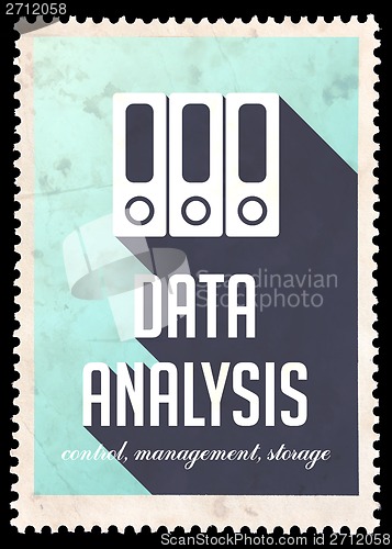 Image of Data Analysis on Blue in Flat Design.