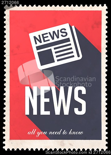Image of News on Red in Flat Design.