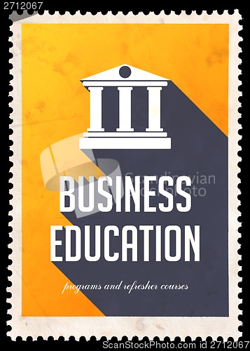Image of Business Education on Yellow in Flat Design.