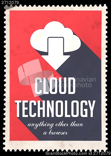 Image of Cloud Technology on Red in Flat Design.