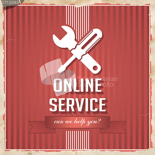 Image of Online Service Concept on Red in Flat Design.