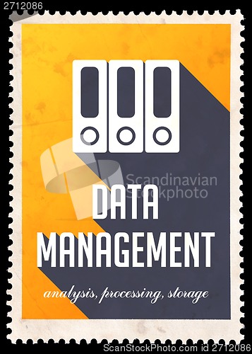 Image of Data Management on Yellow in Flat Design.