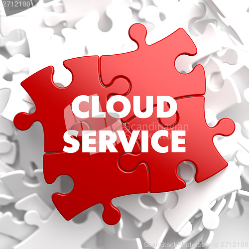 Image of Cloud Service on Red Puzzle.