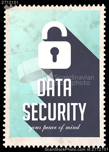 Image of Data Security on Blue in Flat Design.