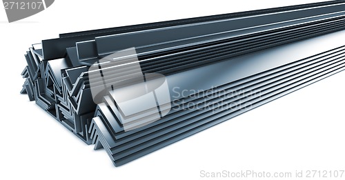 Image of Stack of Rolled Metal Products Isolated on White.