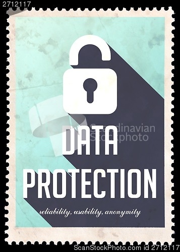 Image of Data Protection on Blue in Flat Design.