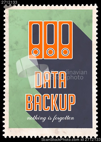 Image of Data Backup on Green in Flat Design.