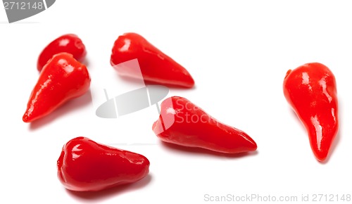 Image of Piri-piri hot peppers on white background