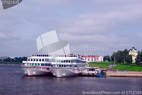 Image of Cruise Liners Docked in Uglich (Golden Ring of Russia)