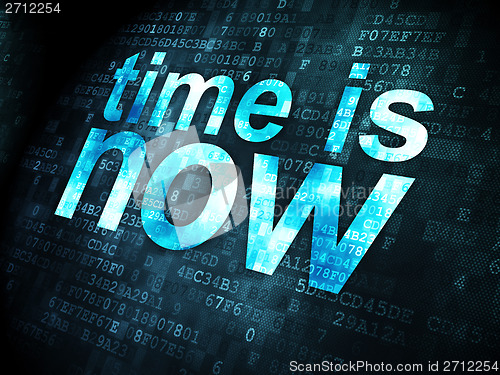 Image of Timeline concept: Time is Now on digital background