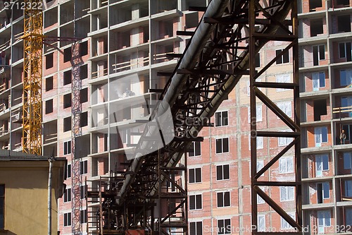 Image of construction of the house and power engineering pipeline