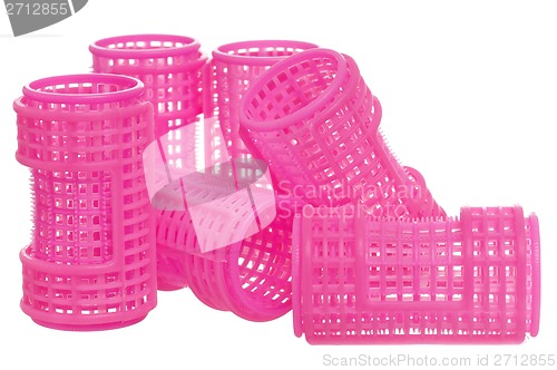 Image of Pink hair curlers