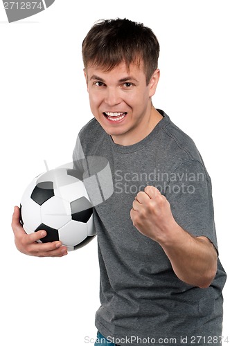 Image of Man with classic soccer ball