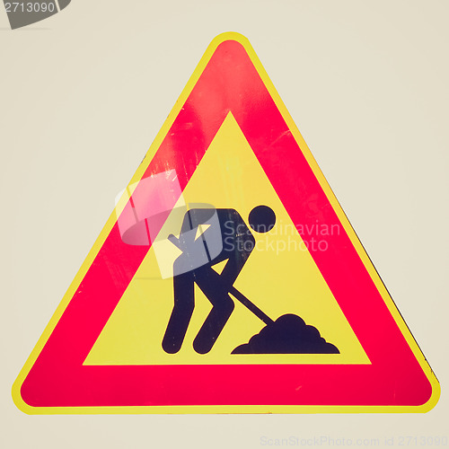 Image of Retro look Road work sign