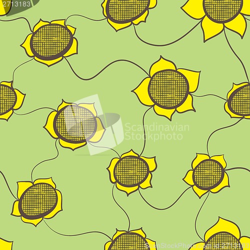 Image of Floral seamless background with sunflowers