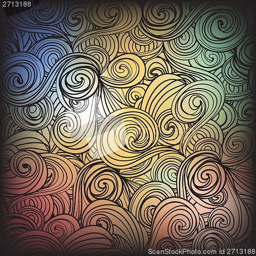 Image of Seamless dark abstract hand-drawn waves pattern