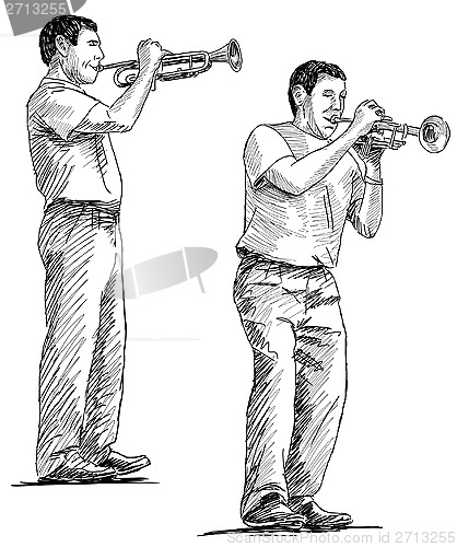 Image of street trumpeter