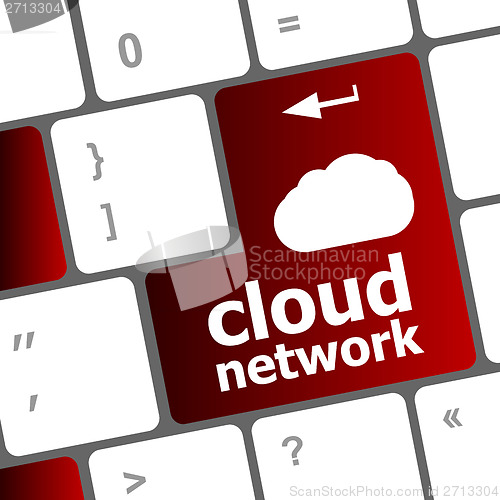 Image of cloud network words concept on button of the keyboard
