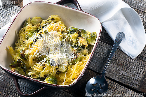 Image of Spaghetti Squash and roasted brussel sprouts