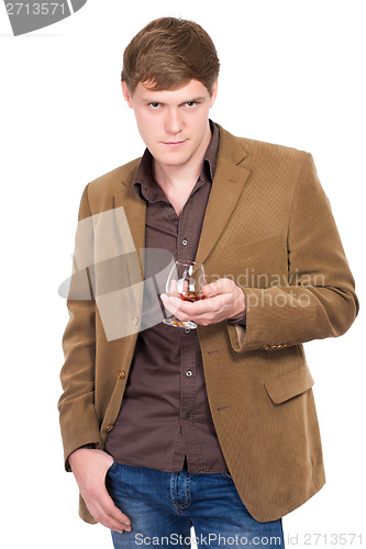 Image of Handsome man in terracotta jacket
