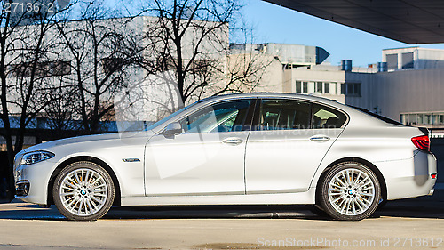 Image of Sideview of new modern model BMW 535i sedan