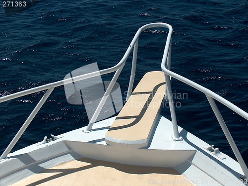 Image of Boat white bow railing